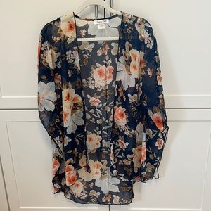 Sheer floral open woven top